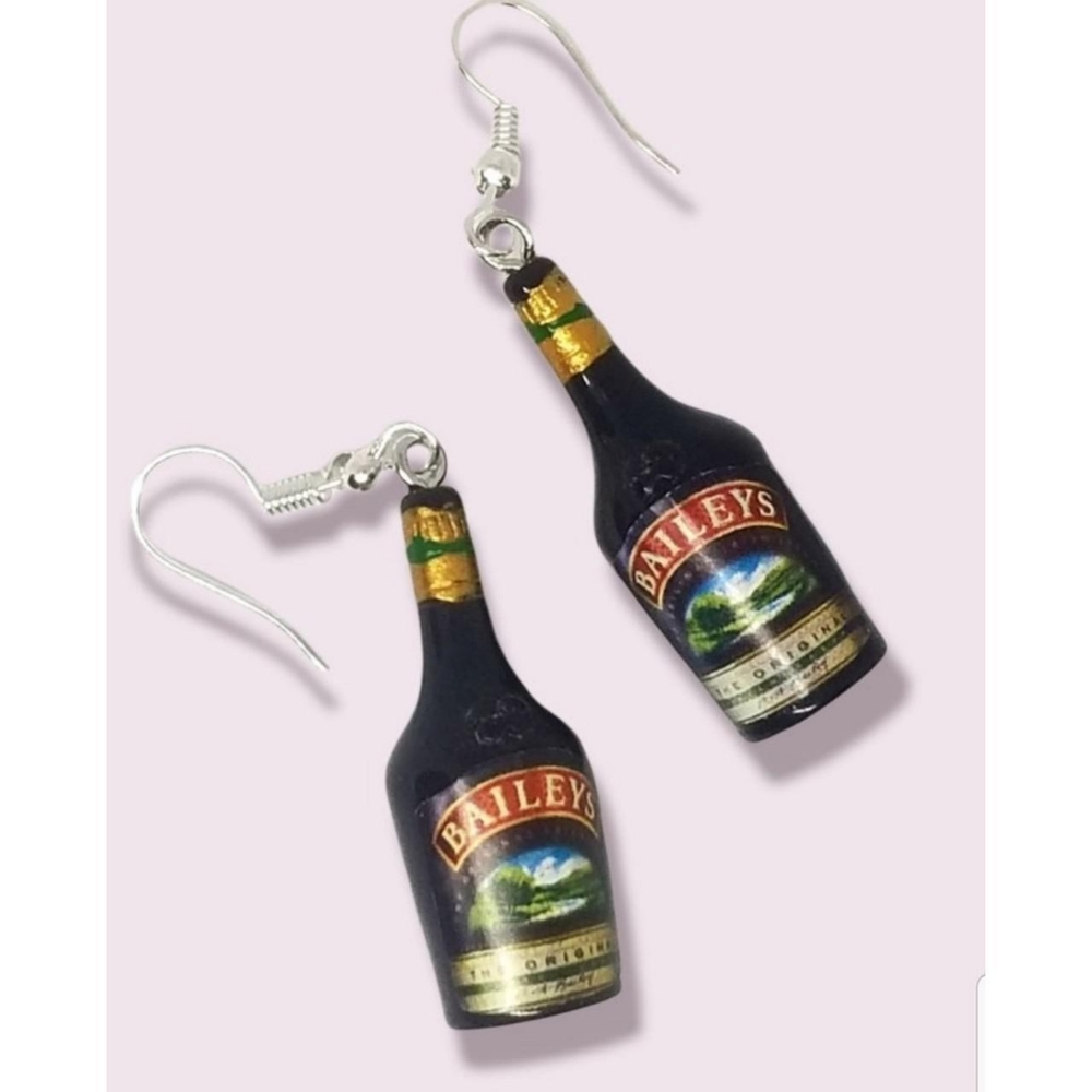 Bailey's miniature bottles resin drop earrings New hilarious!